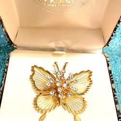 Vintage Monet Crystal Butterfly Pin