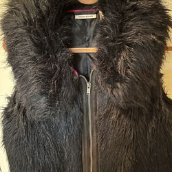 DKNY Jeans Black Faux Fur Vest/ Cher Vest 