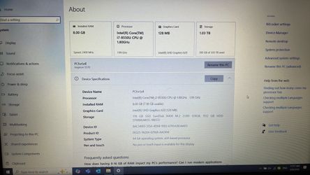 Dell Inspiron 5570 Laptop i7 8GB RAM 1TB