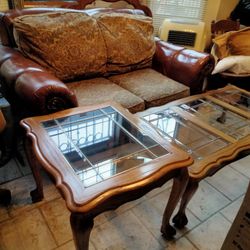 Elegant Leather Loveseat/Coffee Tables