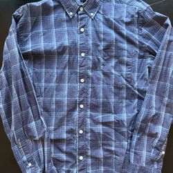 J Crew Large slim men's long sleeve multi color dark light blue, button down dress or casual, $10 cash. Must meet in person for delivery. 