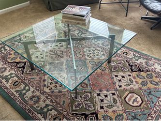 MCM Barcelona Style Glass Coffee Table - 39" Square