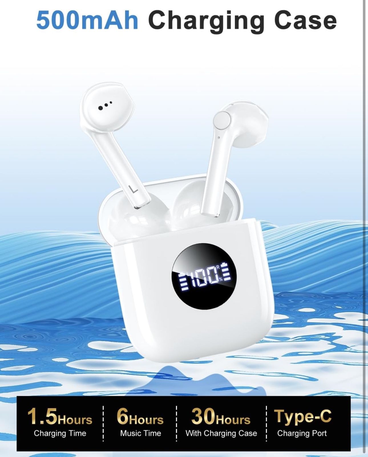 BRAND NEW Bluetooth Wireless Earbuds with Charging Case & Mic for Android/iOS Cellphone