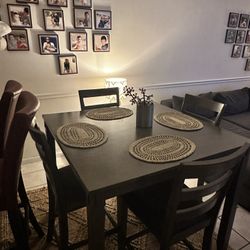 Gray Wood Dinner Table And Chairs For 4 