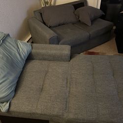 Grey Couch & Pull Out Bed With Chaise Storage