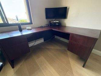 Free L Shaped Solid Wood Desk