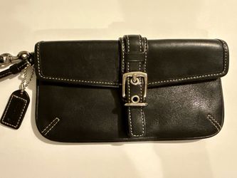Coach Black Leather Wristlet Clutch
