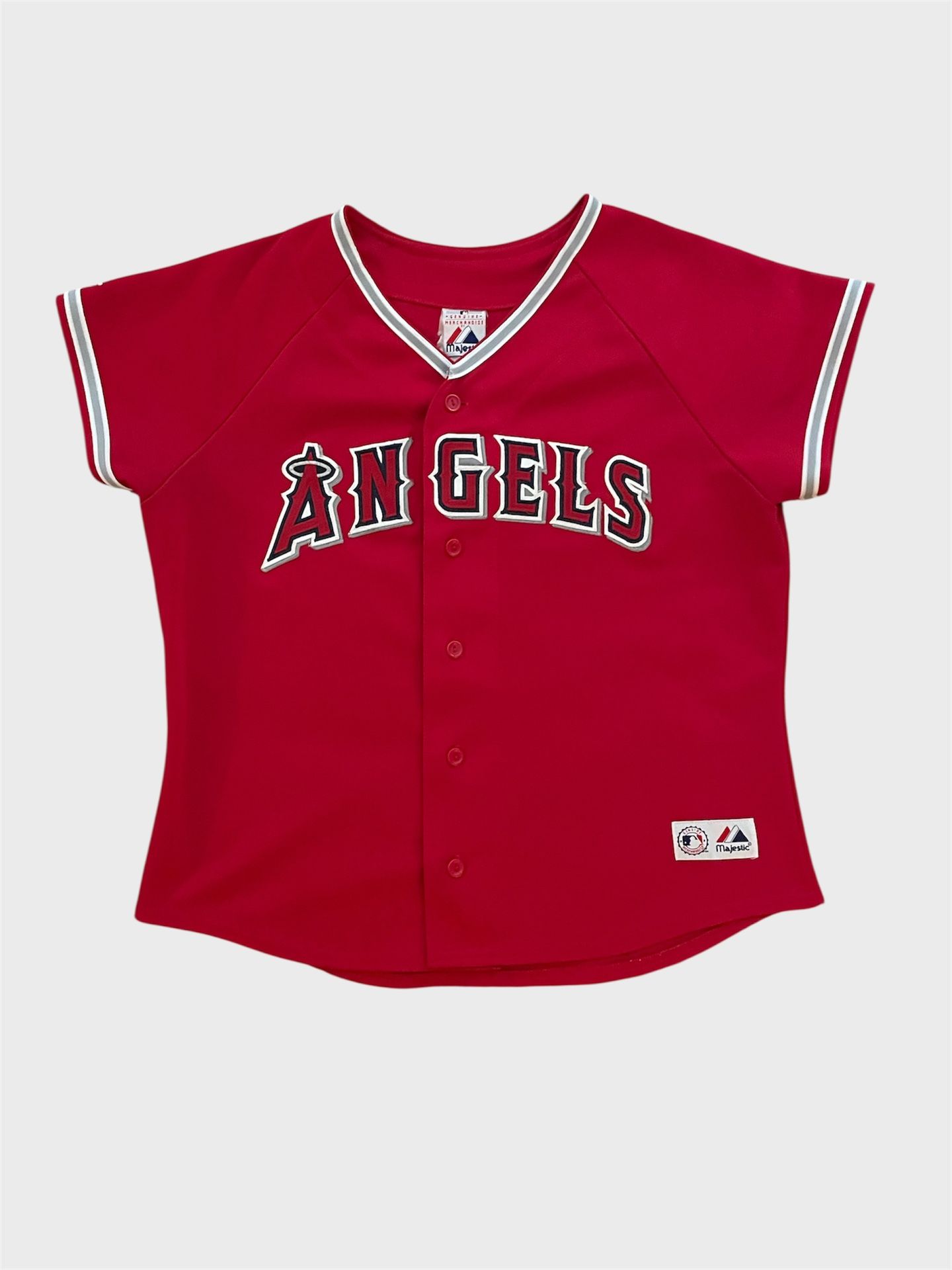 Anaheim Angels baseball vintage women’s red majestic athletic jersey Size Large 