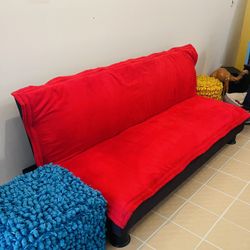 Red Suede Twin Futon 