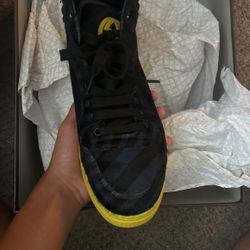 GUCCI MEN'S BLUE BLACK CALF HAIR LEATHER HIGH-TOP LIMITED SNEAKERS