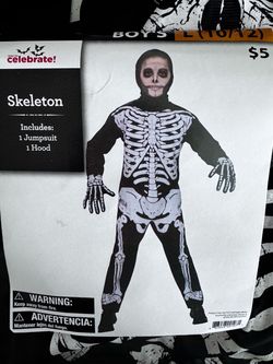 Boys Skeleton Halloween Costume Size L 10/12