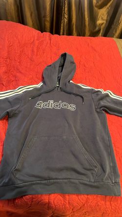 Adidas Black/Gray Pullover Hoodie with Stripes - Large - Normal Wear