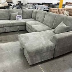 New X-Large Sleeper Sectional Couch With Storage And USB / Free Delivery 