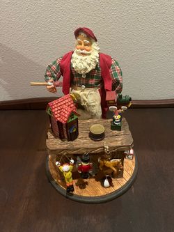 Vintage Fabric Mache Santa Centerpiece