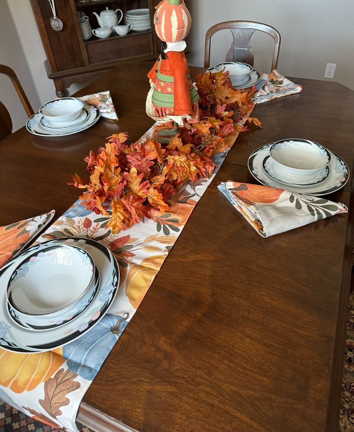 Antique dining table and 6 chairs