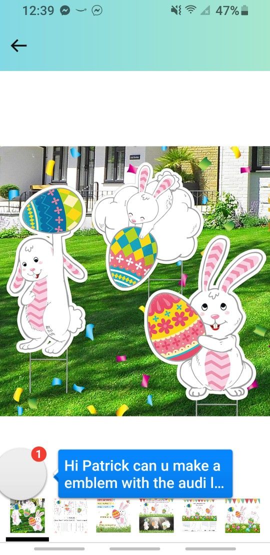 3 Pcs Easter Laser Bunnies with Eggs Yard Decorations,Outdoor Funny Bunnies with Eggs Corrugated Yard Signs Decor - 22”x 16” Happy Easter Yard Signs w