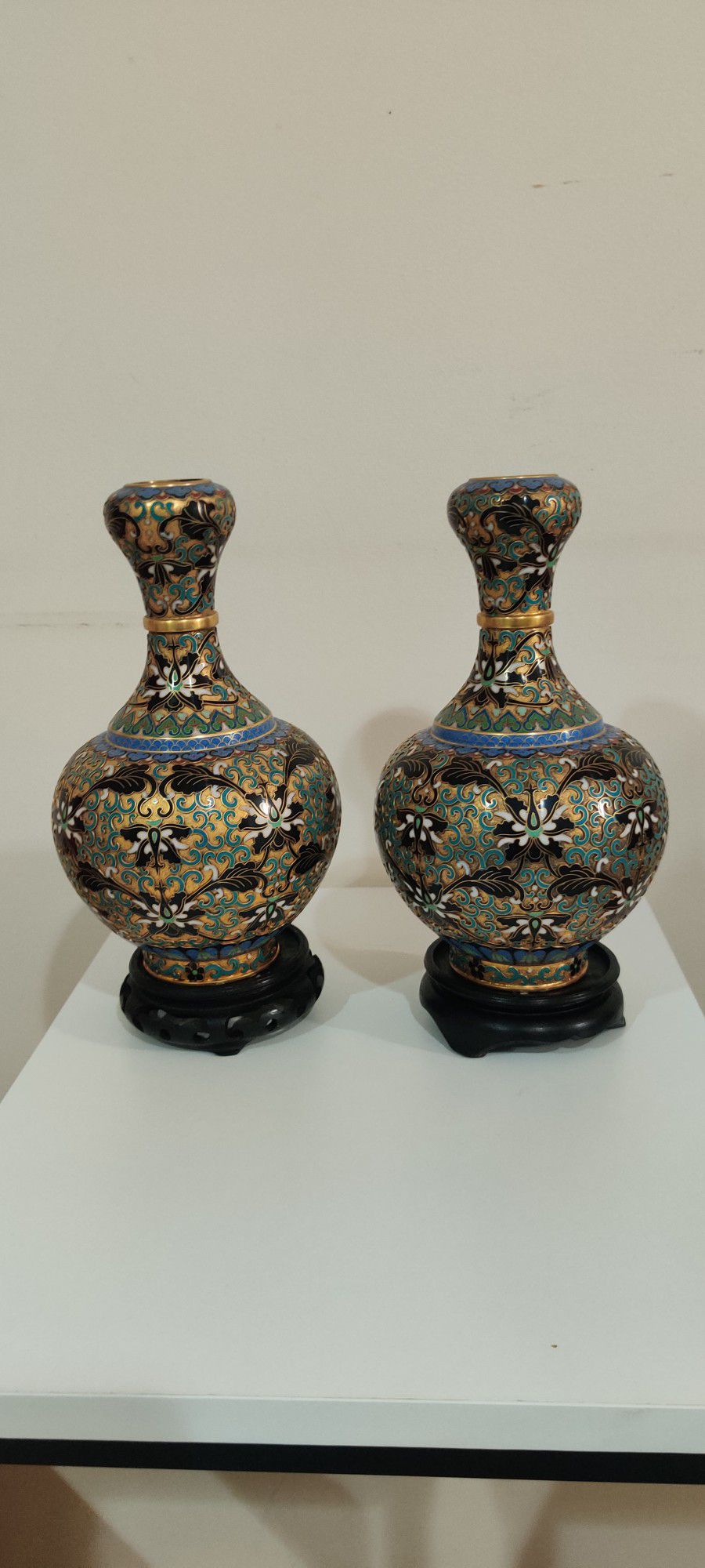Antique  Chinese Cloisonne Garlic Head Vases