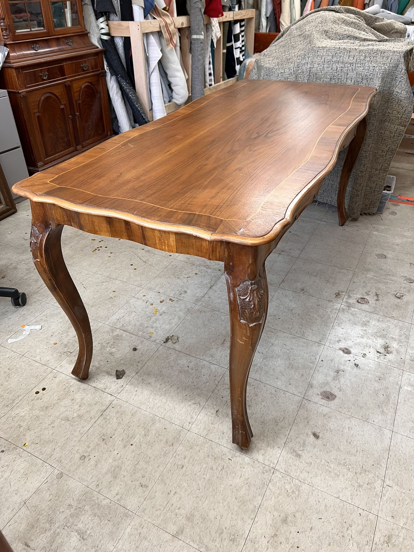 Italian Inlaid Walnut Desk 30” Deep X 71” Wide X 31” High