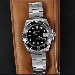 40mm Seiko Mod Black Submariner Custom Build NH35 Automatic Movement