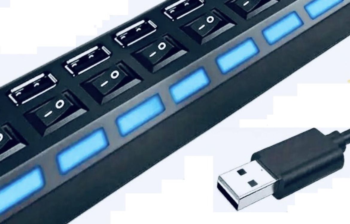 7 Port USB Bank With On/off Switch On Each Plug In