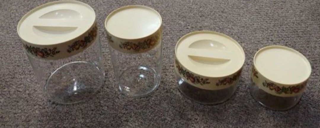 Rare Vintage Pyrex Ware 4 Piece Canister Set Spice Of Life