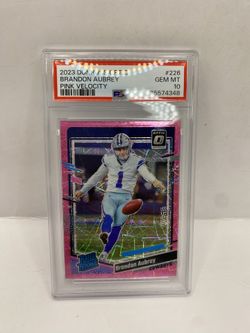 2023 BRANDON AUBREY DONRUSS OPTIC RATED ROOKIE #226 PINK VELOCITY /79 PSA 10