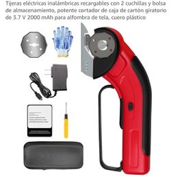 Rechargeable Cordless Electric Scissors with 2 Blades and Storage Bag, Powerful 3.7V 2000mAh Swivel Cardboard Box Cutter for Fabric Carpet, Leather Pl