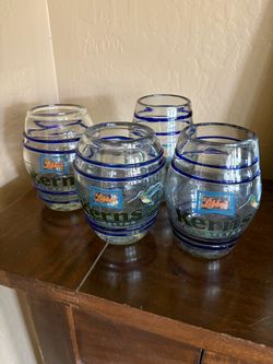 Set of 4 Vintage Libby's Kern's All Nectar Hand-Blown Glasses