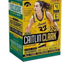 2024 Panini Caitlin Clark Collection Blaster Box
Each Blaster Box contains: 4 cards per pack, 6 packs per box for a total of 24 trading cards
Each Box