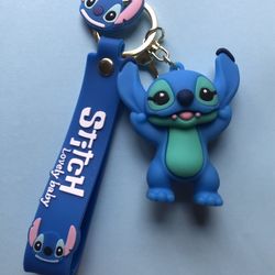 Blue Stitch 3D PVC Keychain Key Rings