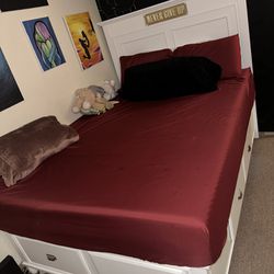 Queen Bed Frame, Full Size Mattress, Dresser, Computer Desk Storage Armoire Etc