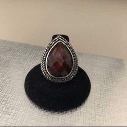 Antique Silver Drop Shaped Stone Ring 