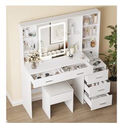 Vanity Desk with Mirror and Lights - New in Box