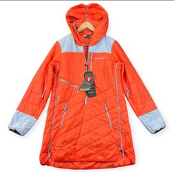 Norrona Lofoten Primeloft80 Womens Ski Snow Anorak Jacket Orange Alert Water Resistant