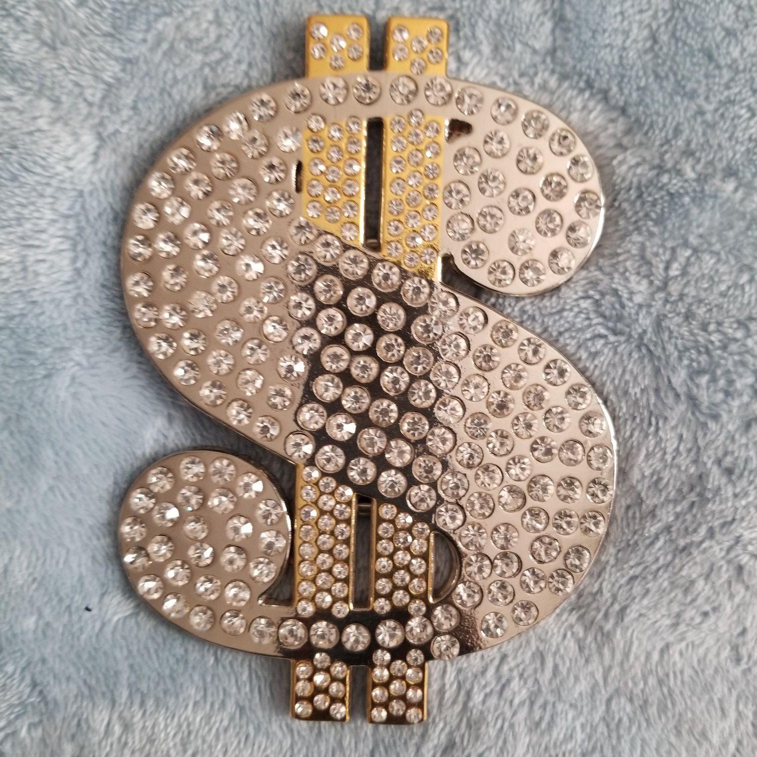 2-Tone Dollar Sign Blinged Out Belt Buckle