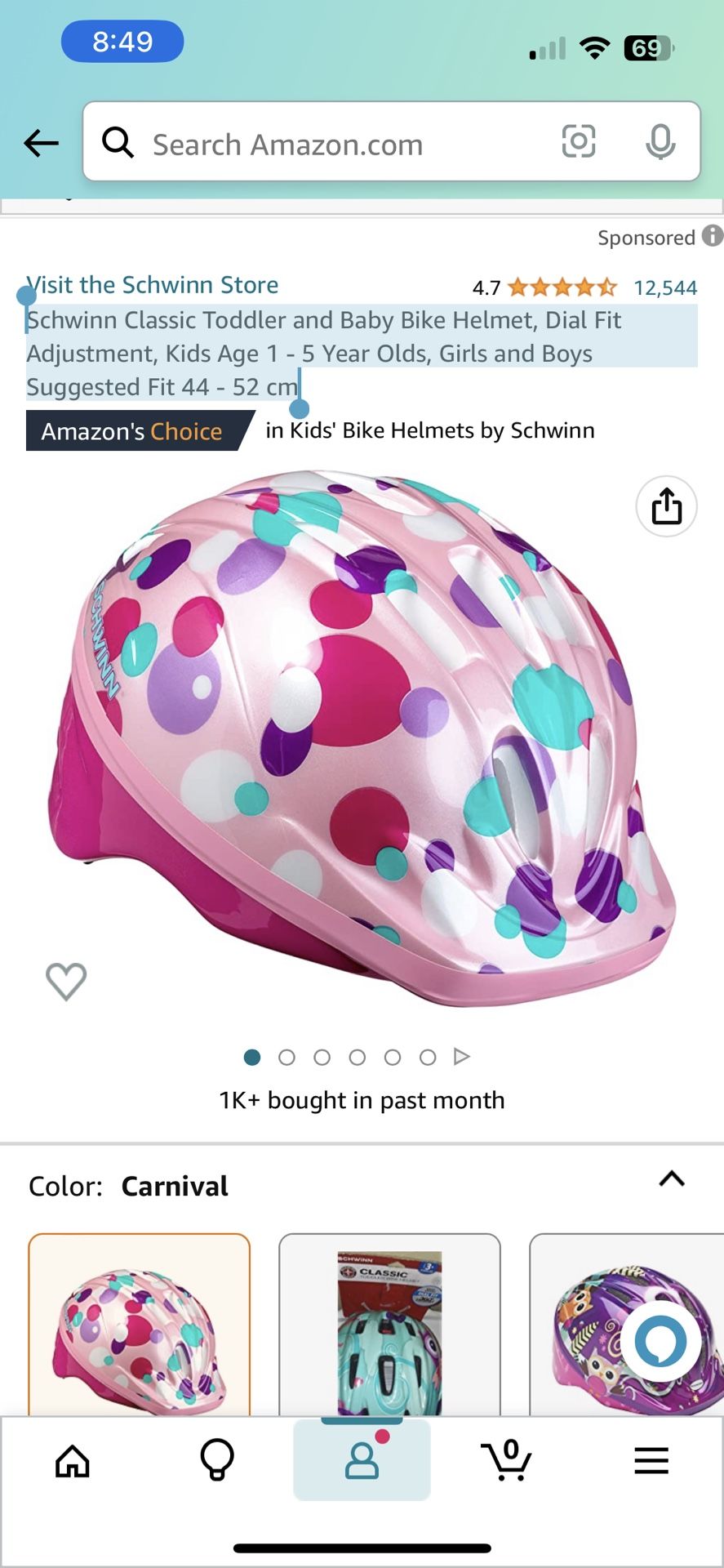 Schwinn Classic Toddler and Baby Bike Helmet, Dial Fit Adjustment, Kids Age 1 - 5 Year Olds, Girls and Boys Suggested Fit 44 - 52 cm