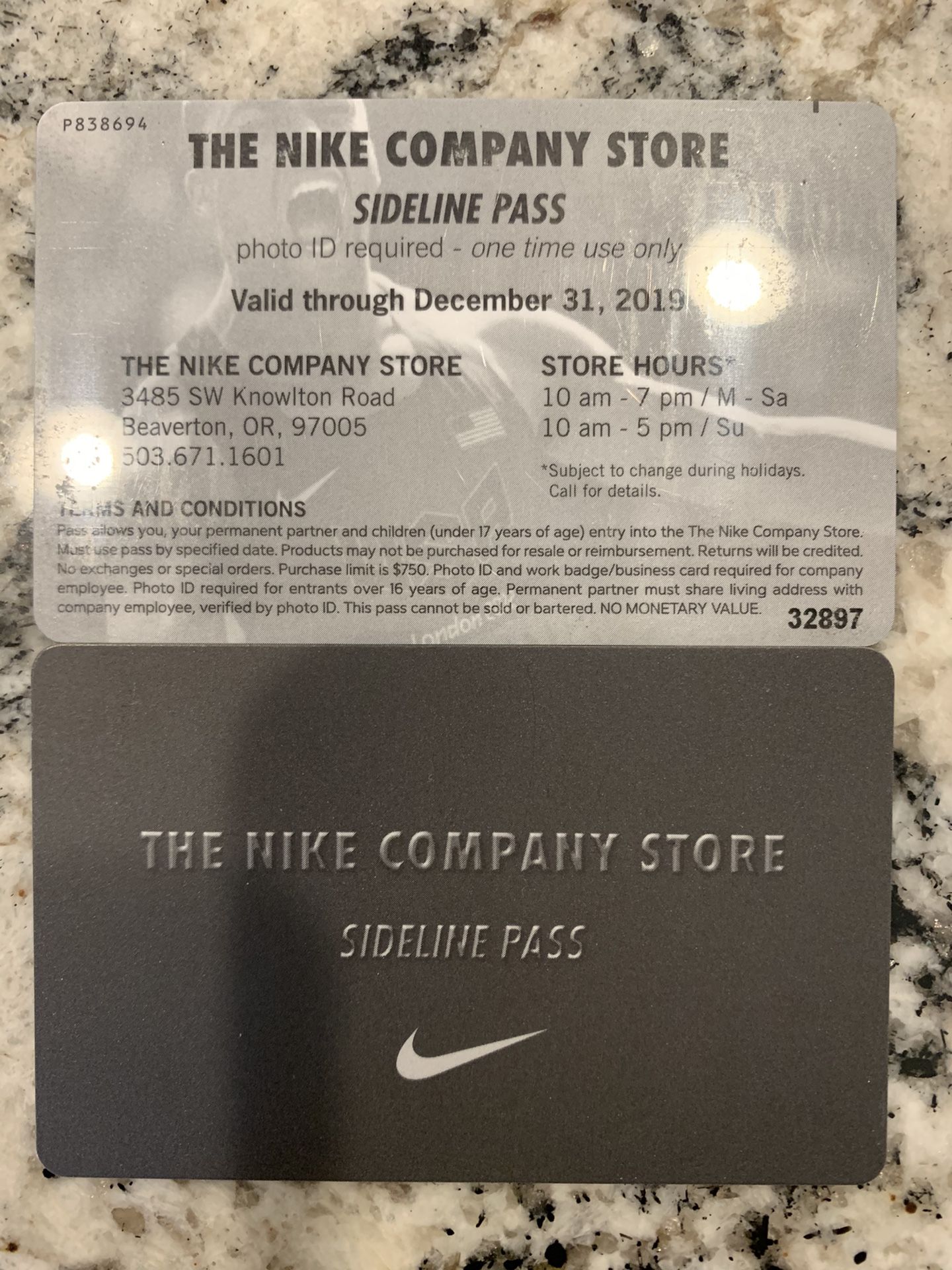 Nike Employee Company Store Pass