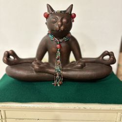 Cat Meditating With Beaded Necklace 