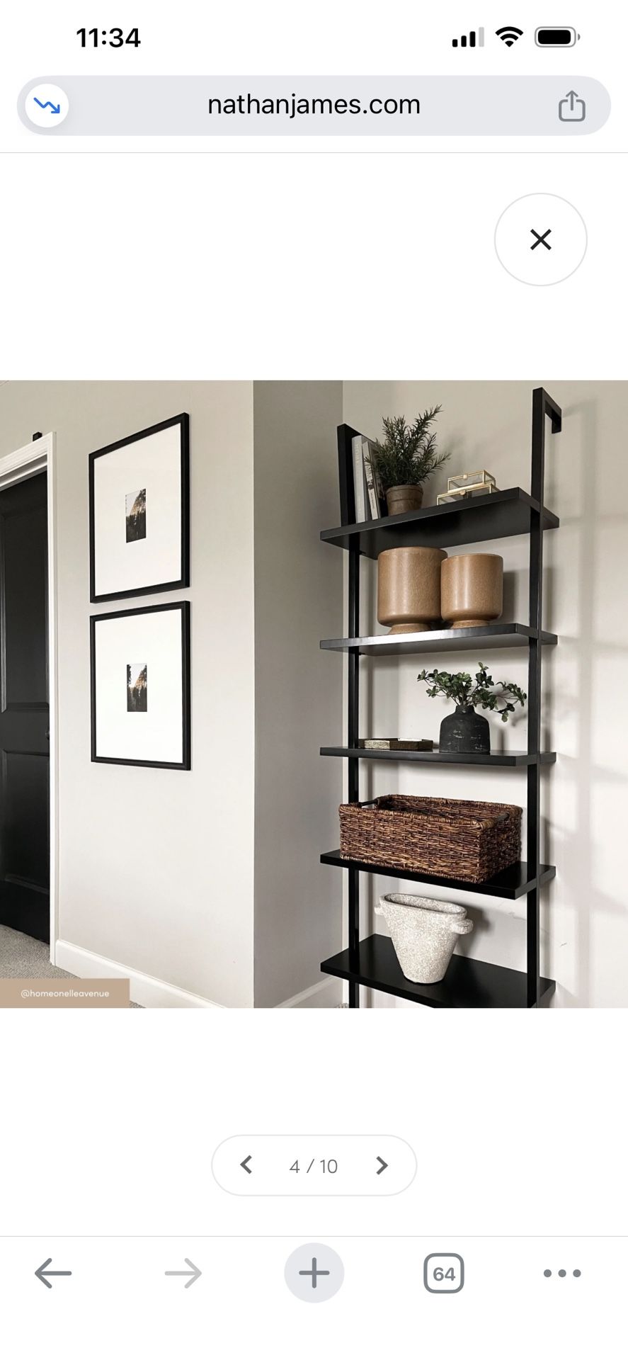 5 Shelf Ladder Bookshelf Black