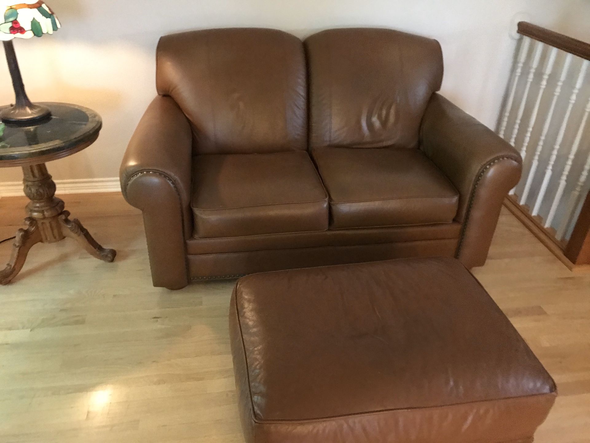 Lazy boy leather loveseat and chair and ottoman! OBO. for Sale in