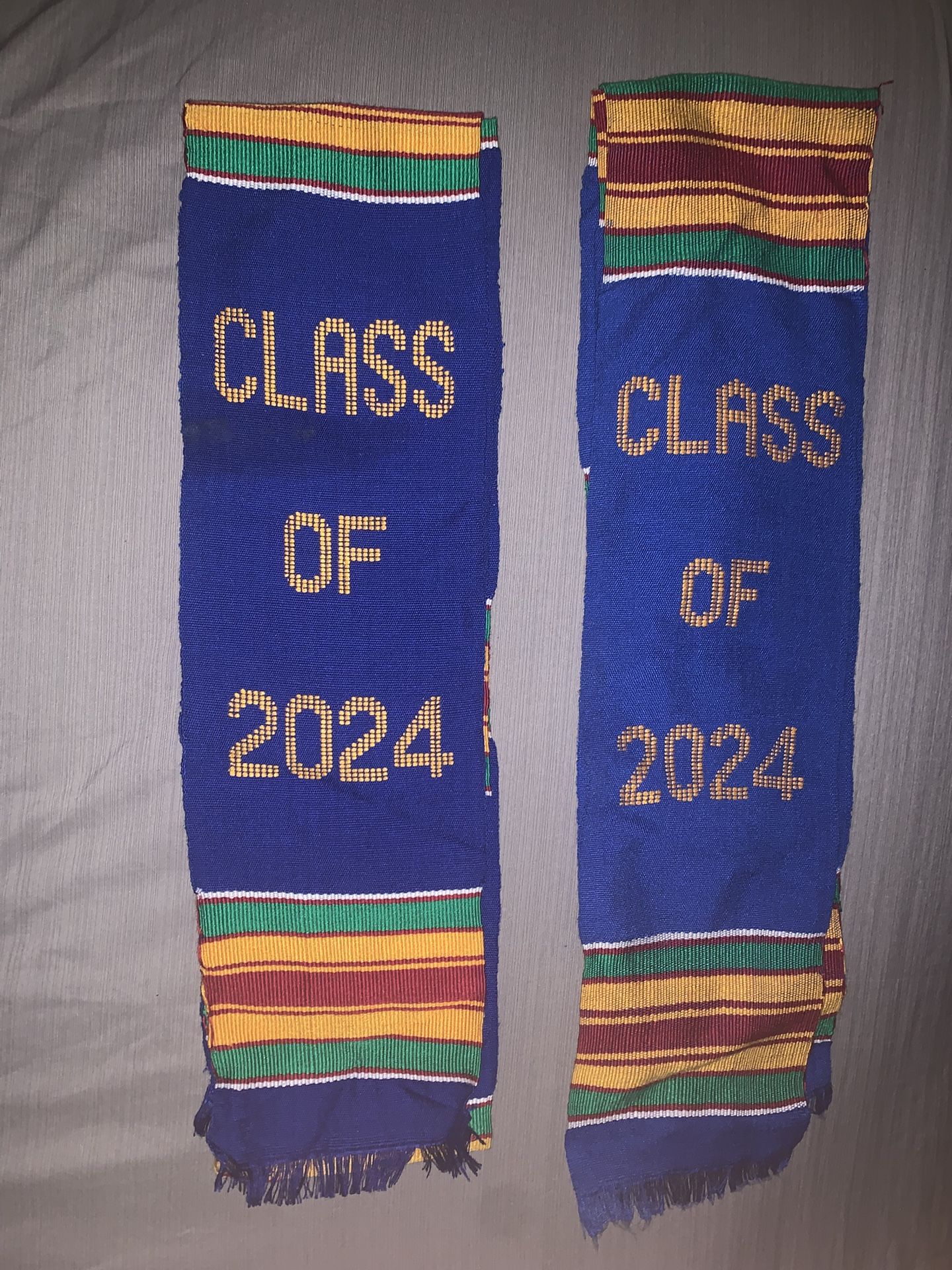 Blue /Black Kente Cloth Class Of 2024 Graduation Strip