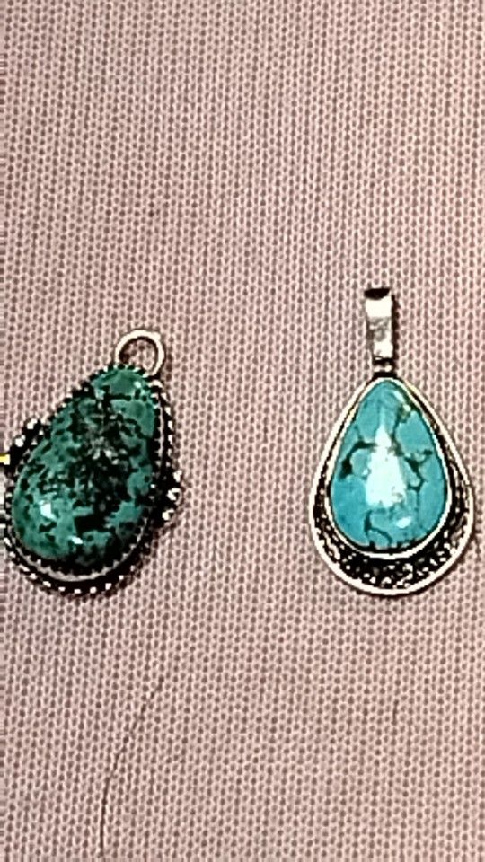 Turquoise Set In Sterling Silver Pendant