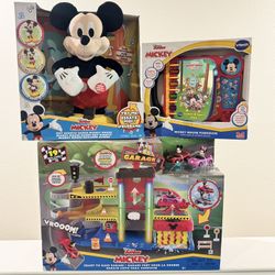 MICKEY MOUSE 3-Piece Pack: Hot Diggity Dance + Funhouse Explore & Learn Book + Mickey’s Garage. NEW!!