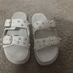 Cream and gold studded Aldo sandals #glamour