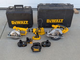 DeWalt power tool bundle with batteries and cases
