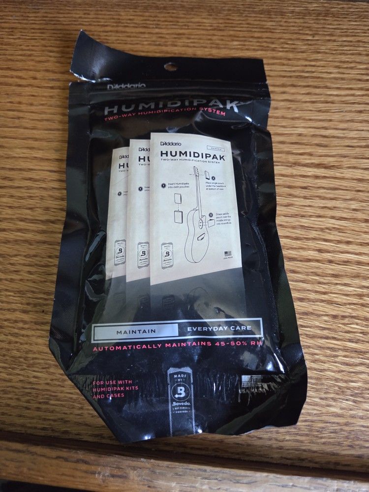 D'Addario Humidipak Two-Way Humidification System Replacement Packets, 3-Pack