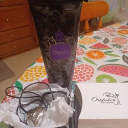 Outspoken By Fergie Body Lotion And Heart Necklace And Roll On Perfume