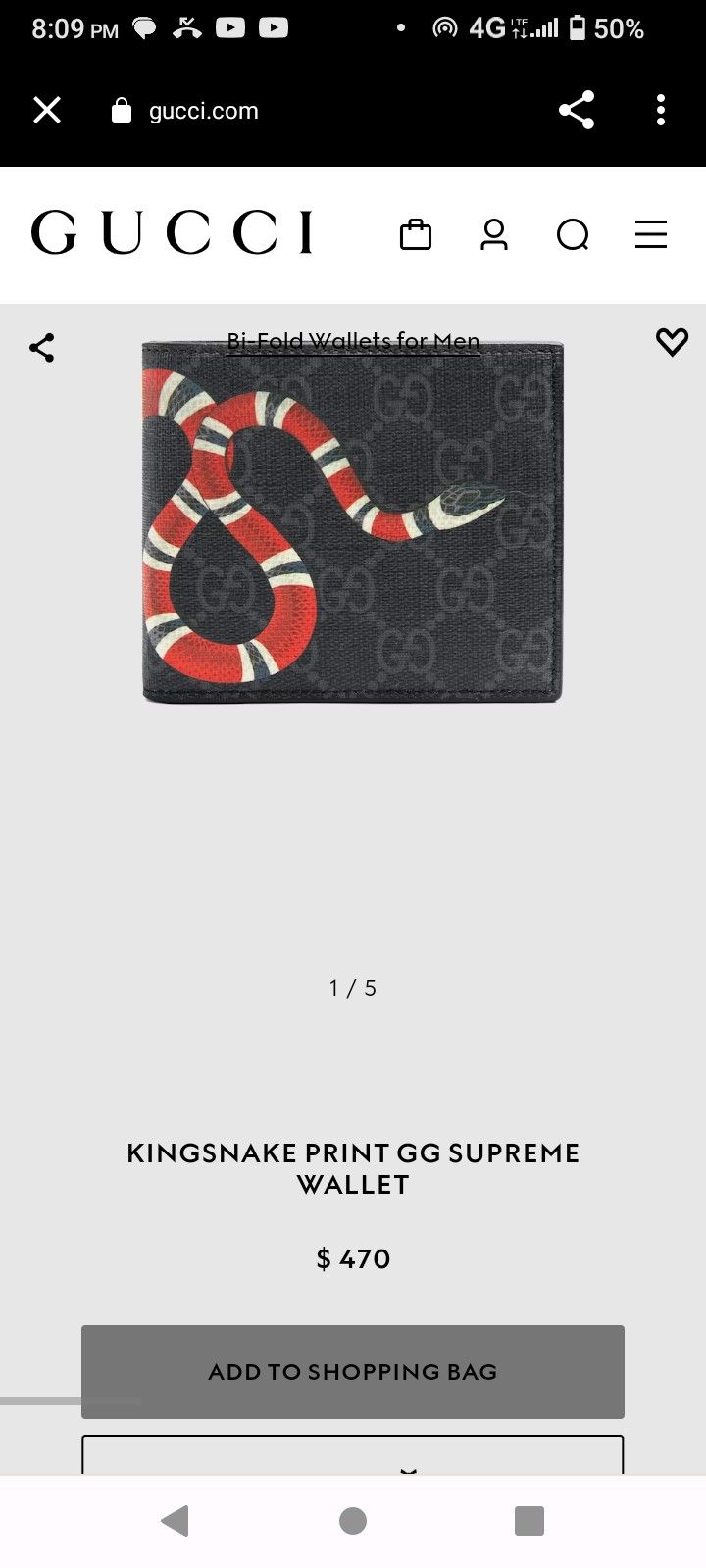 KINGSNAKE PRINT GG SUPREME WALLET 