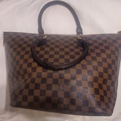 Louis Vuitton Saleya MM Damier Ebene Tote EXCELLENT Shoulder Bag Brown Leather