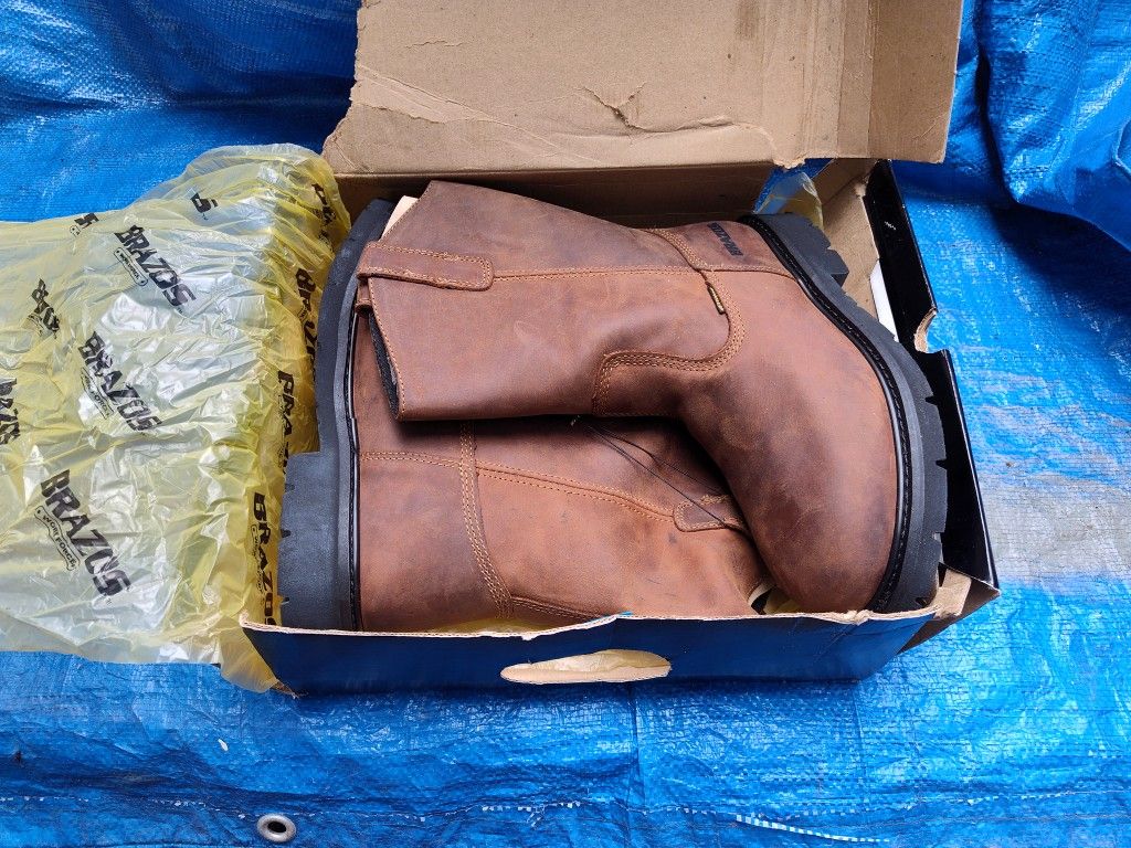 Brazos New Leather Men Work Boots Size 11D 